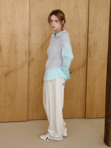 Striped Points Track Pants (Ivory)