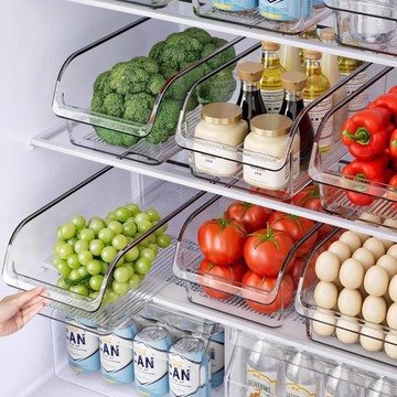 食品級冰箱專用收納保鮮盒 抽拉帶把手分類整理盒 廚房蔬菜生鮮雞蛋冷凍儲物盒 可堆疊防串味瀝水食材收納神器