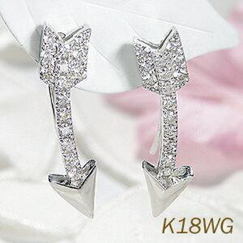 ゴールド 0.50ct 2WAY ダイヤモンド ピアス k18 YG PG WG 矢 矢印 安い