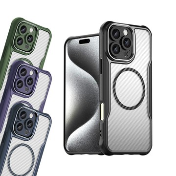 RUGGED SHIELD 領先Pro iPhone 16 Pro Max 6.9吋 鋁合金鏡頭框 碳纖紋磁吸防摔殼 手機殼
