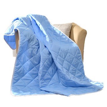 LoveCity 寢城之戀 台灣製 吸濕排汗雪紡棉 舖棉四季涼被  5 x 6尺  淺藍色