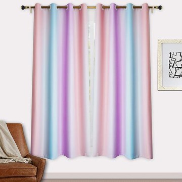 【傢飾美】  福爾摩沙漸變打孔長門簾拉簾 (贈桿子)