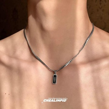 免運🌟鈦鋼不掉色黑色鋯簡約蛇骨項鍊男女潮嘻哈幾何百搭鎖骨毛衣鏈男潮 高級感簡約大方 項鍊 質感飾品 項鏈 單鍊 裸鍊