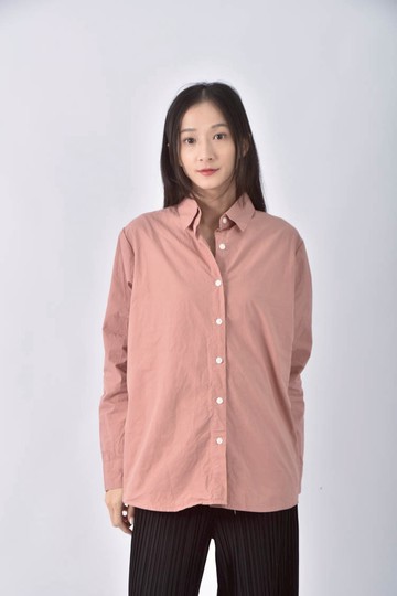 (L) laurenhi韓牌排扣粉色襯衫上衣