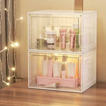 化妝品收納盒桌面防塵仿亞克力梳妝臺護膚品面膜透明整理置物架子