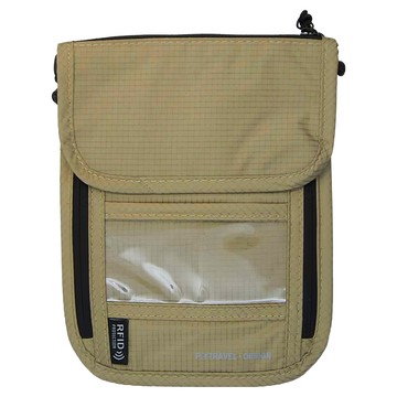 P.travel 斜背防盜包 RFID防盜材質 多功能收納 耐磨防水材質 可調節背帶  1.5 x 14.7 x 2.5cm  卡其色