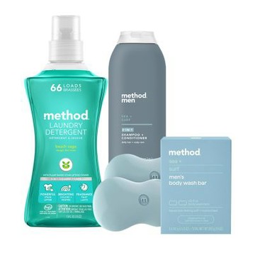 Method美則 海洋藍調型男組(抗菌 除臭 極淨 中性 男香 洗衣 洗頭 沐浴)