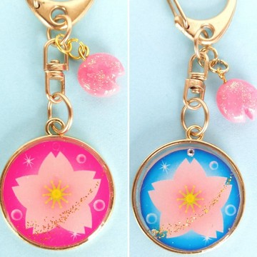 雙面櫻花吊飾（附水晶、櫻花花瓣胸花）