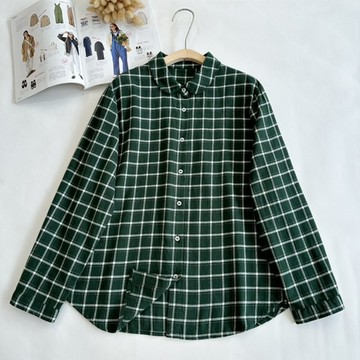 格紋休閑純棉翻領襯衫122472C