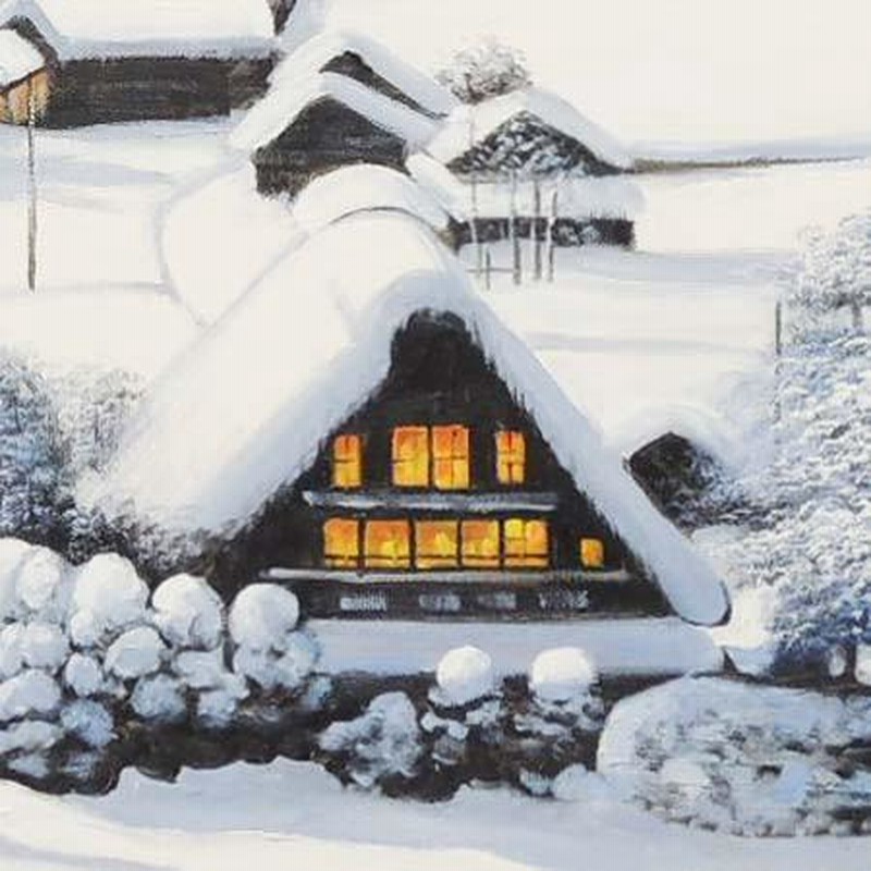 絵画 油絵 白川郷 F30号 （原田信夫） 【肉筆】【油絵】【日本の