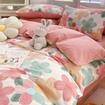 ins全棉床上四件套100純棉加厚小清新裸睡床單被套三件套四季通用