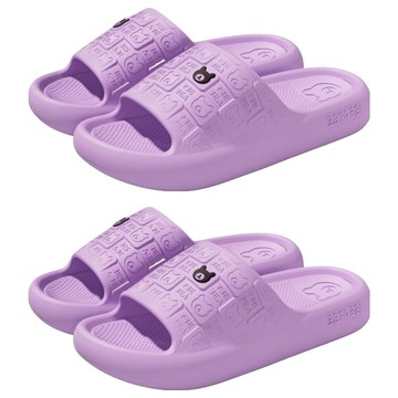 寵物星樂園 踩屎感厚底防滑小熊拖鞋/家居浴室防水止滑拖鞋/EVA軟底防臭室內拖鞋/防滑外穿涼拖鞋 36  360~370mm  紫色  2雙