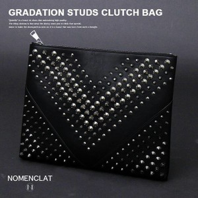 クラッチバッグ メンズバッグ メンズファッション グラデーション スタッズ ラグジュアリー シルバー 主役級の存在感 ブラックニッケル 通販 Lineポイント最大get Lineショッピング