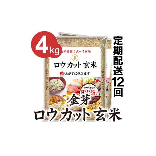 ふるさと納税 大阪府 田尻町 金芽ロウカット玄米 4kg（2kg×2袋）×12回