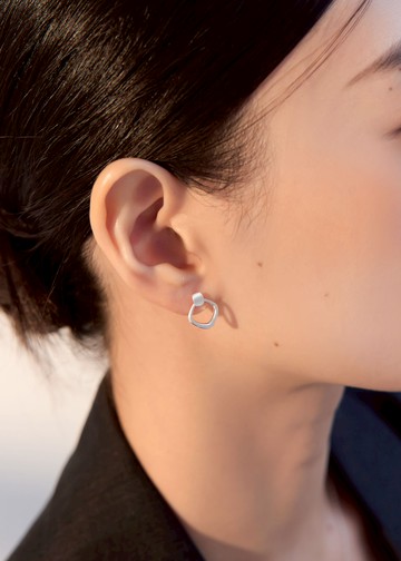 霧感銀菱・純銀耳環