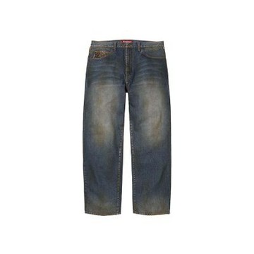 Supreme Leopard FauxFur Loose FitJean牛仔褲豹紋藍色FW25P89-WG[台灣現貨]
