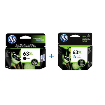 HP 【1黑1彩組】F6U64AA 黑 + F6U63AA 彩色3色 NO.63XL高容量 原廠墨水匣