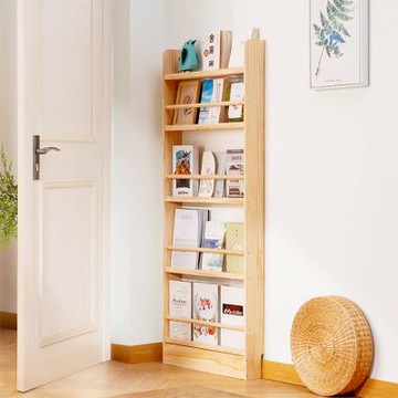 Happylife 實木薄型門後收納書架 五層60公分 Y12366