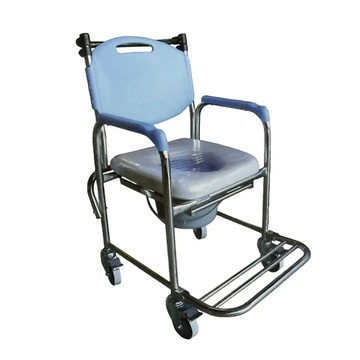 【海夫健康生活館】杏華 固定式 專利橫推把 固手塑背 不鏽鋼附輪便盆椅(ST020-23Q)