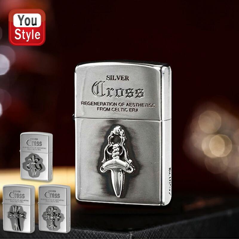 ジッポー ZIPPO ライター クロスメタル 純銀メタル貼り 全4色 ...