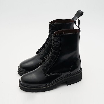 Gullar 八孔馬丁女鞋-素食皮鞋(亮面漆皮黑色)