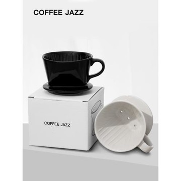 OFFEE JAZZ 扇形濾杯美式手沖咖啡陶瓷過濾器具滴漏式三孔過濾杯