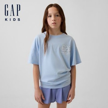 【GAP】Gap × Disney迪士尼兒童寬版圖案長版T恤-蔚藍/佛手柑橘色/白色/無月黑(880152)