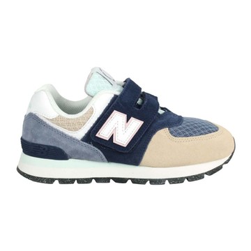 NEWBALANCE 男女中童復古慢跑鞋-WIDE-574系列 N字鞋 NB PV574DN2 深藍奶茶白