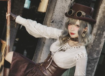 蒸汽朋克 復古綁帶V領 直筒襯衫