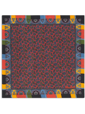 ETRO - paisley-print silk square pocket - men - Silk - One Size - Red