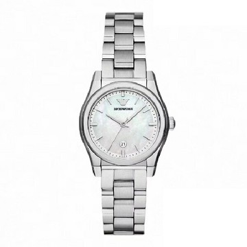 EMPORIO ARMANI 亞曼尼 Federica系列 AR11557 簡約經典珠光女錶 銀色 32MM｜樂天領券現折★全館特惠中★指定刷卡回饋10%