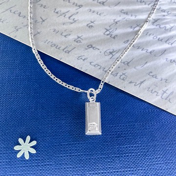 :銀磚: 鎖骨鏈 純銀項鍊 銀磚 招財小銀飾