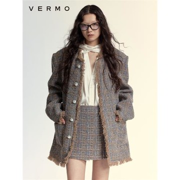 VERMO古寬粗花呢鍍銀扣套夾克