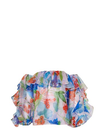 Carolina Herrera - floral-print ruffled silk blouse - women - Silk - 8 - Blue