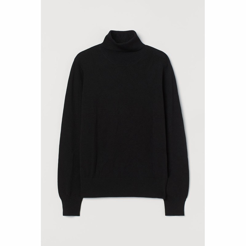 H&M - ファインニット タートルネックセーター - ブラック 通販 LINE 