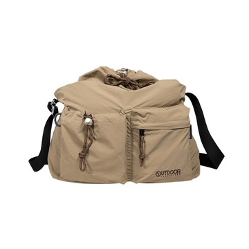 【OUTDOOR】慢活宣言二口袋束口側背包-咖啡棕 OD253105CB