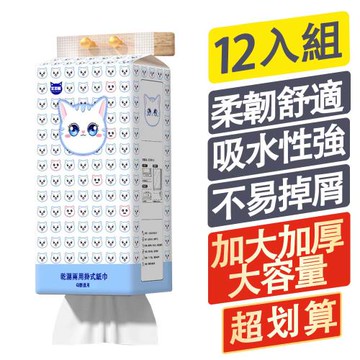 【豆豆貓】12入組懸掛式抽紙 家用實惠裝大包紙巾 壁掛式衛生紙 2箱(1000張*12)