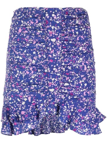 ISABEL MARANT - abstract-print ruffled miniskirt - women - Silk/Elastane - 36 - Blue