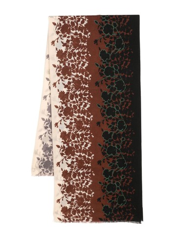 Altea - contrasting-stitch floral-print scarf - women - Wool/Modal - One Size - Black