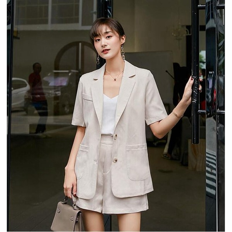 Ol パンツスーツ フォーマル 半袖ジャケット おしゃれ 新作 春夏 着痩せ 2点セット 韓国風 通勤 上品 レディース 薄手 Ir 通販 Lineポイント最大get Lineショッピング