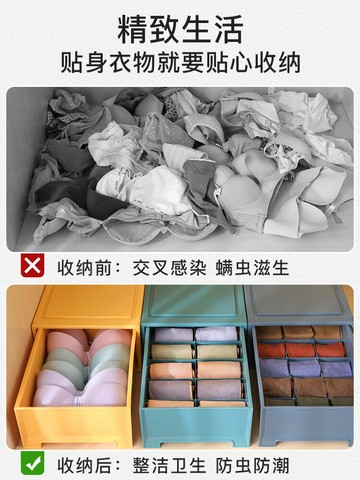 內衣收納盒家用衣柜文胸內褲襪子抽屜式儲物神器塑料分格收納箱