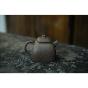 90年代臺定全手工制紫砂壺 原礦青灰泥少見坦然壺 四方壺王麗萍款