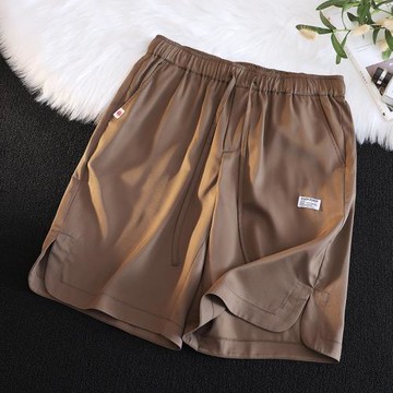褲子男款夏季潮牌復古冰絲短褲速干運動褲直筒寬松五分褲休閑中褲