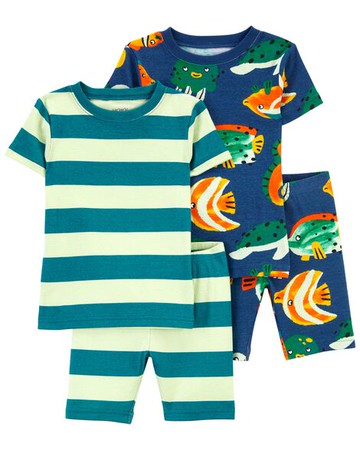 Baby 4-Piece Fish Print 100% Snug Fit Cotton PJs