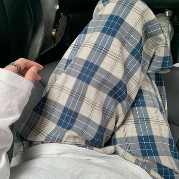 壹禾YIHOO~ins超火闊腿褲女秋冬韓版港風chic格子休閒運動褲寬鬆學生直筒褲