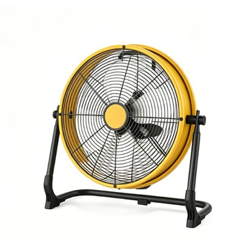 工業風扇/電扇 12寸太陽能充電趴地扇 戶外露營工業風扇 110V可移動省電風扇 倉庫降溫扇（黃色加厚版 附太陽能板）