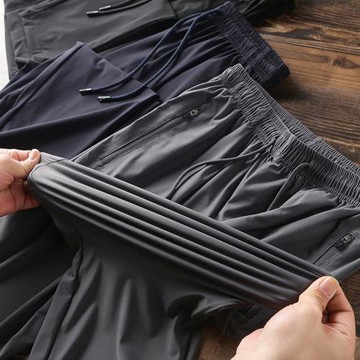 上身零負擔！絲滑透氣涼快！夏季冰絲速干休閑長褲韓版抽繩戶外褲