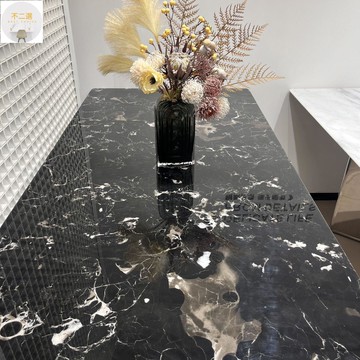 餐桌 免運 附發票 黑玫瑰奢石餐桌意式現代輕奢家用小戶型大理石餐桌長方形 支持訂製
