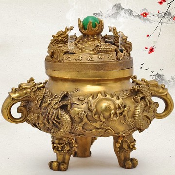 九龍香爐香薰爐招財家用檀香室內供奉香道擺件佛教用品風水工藝品