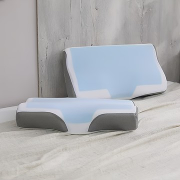 Ishur 伊舒爾 3D凝膠涼感記憶枕 60x35x12cm 100%聚酯纖維表布 100%聚氨基甲酸酯填充物  60 x 40 x 8/12cm  藍色 + 白色 + 灰色  1個